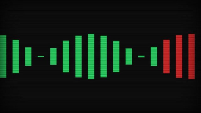 Glowing digital sound equalizer and audio waveform display with retro scanlines