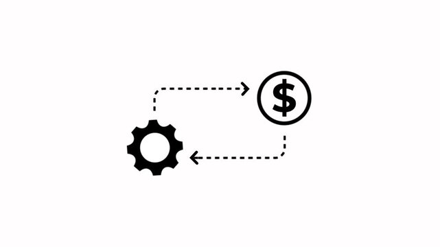 Financial management symbol, dollar management icon, dollar with gear while, currency management logotype background.