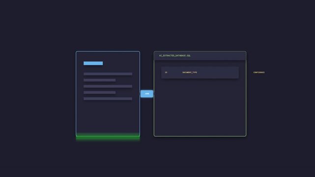 Automated Document Parsing and Intelligent Data Extraction Animation with OCR Scanner and Database Grid