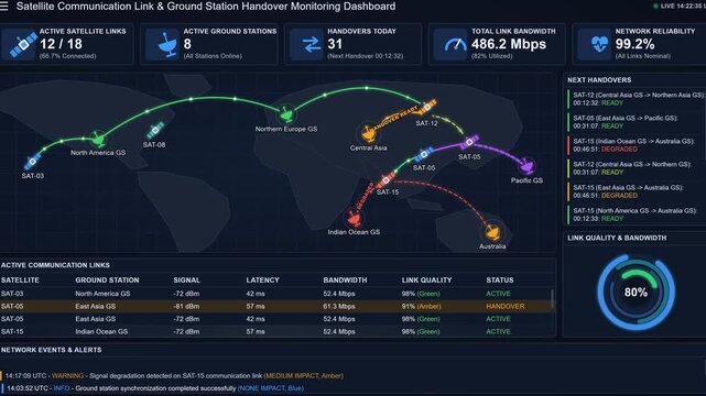 Global Satellite Network Handover Monitoring Interface with Real-time Data Analytics and Connectivity Metrics