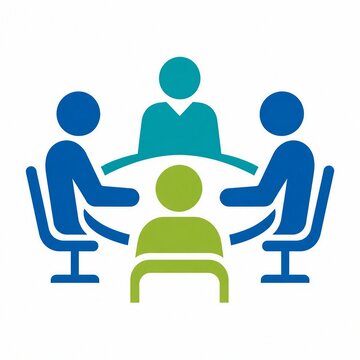 Three people meeting around a table in a discussion