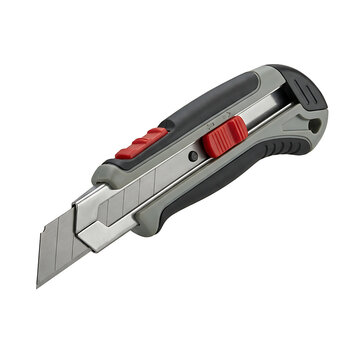 Utility knife with retractable blade isolated on transparent background