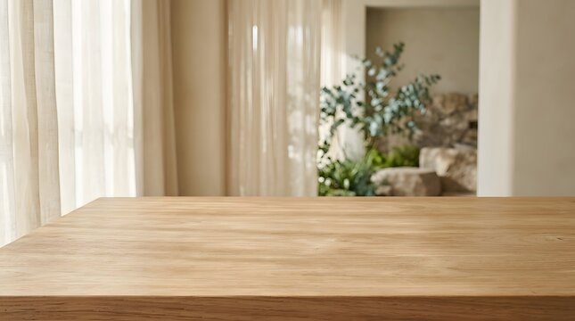Empty room interior with wooden floor and sheer curtains looking into another room