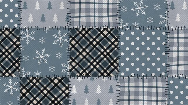 Winter patchwork background on a seamless loop