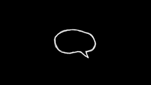 A minimalist white outline chat bubbles graphic appearing dynamically over a pitch black canvas, representing social conversations, instant messaging apps, and sleek digital UI interactions.