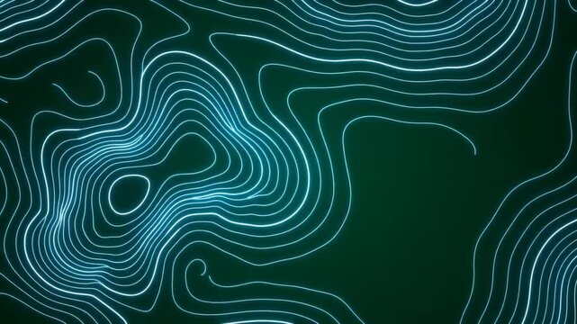 White topographic contour lines flowing over green background with natural map elevation motion in seamless loop for outdoor backgrounds