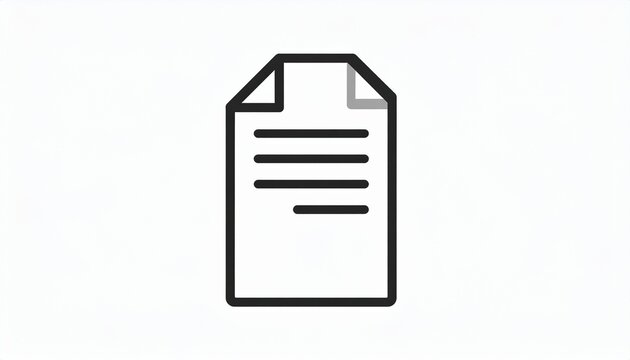 A minimalist black line icon depicts a document file with text lines on a white background.