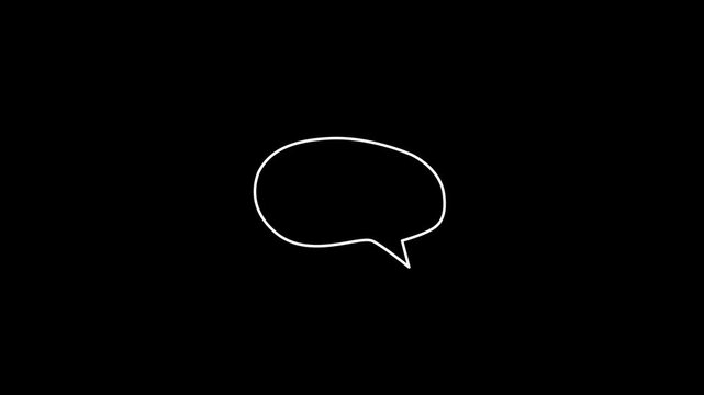 A sleek oval shaped white outline chat bubbles animating smoothly over a dark background, ideal for representing instant messaging apps, social media conversations, and customer support UIs.