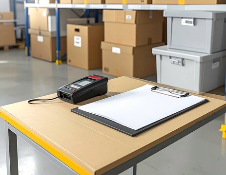 Small Business Inventory Counting Setup with Barcode Scanner and Stock Bins