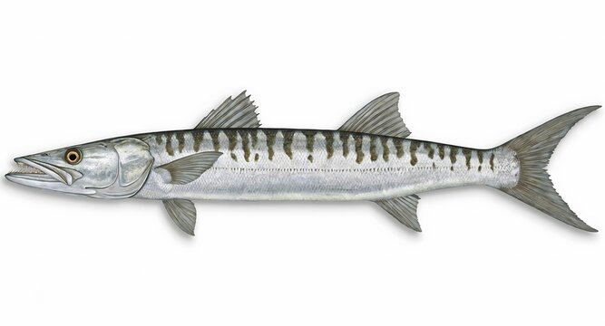 Silver barracuda fish with barracuda, predator