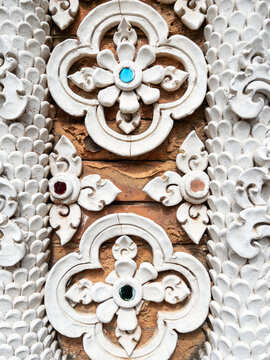 Traditional Thai Stucco Wall Pattern Decoration
