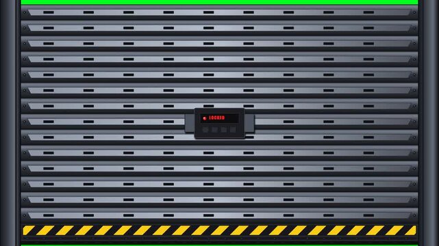 Industrial heavy security shutter door with electronic digital keypad control lock