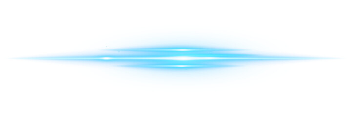 Abstract blue motion streaks and optical lens flare flash with horizontal speed lines dynamic light radiant sparkle effect overlay on transparent PNG background © SharminAkter