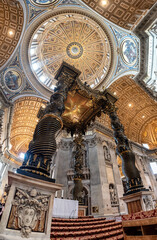 Rome, Italy - March 30, 2026 - Dome and baldachin of the main altar inside Saint Peters Basilica Rome © imagoDens