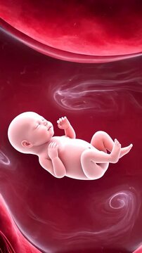 3d render of a fetus floating peacefully inside the womb