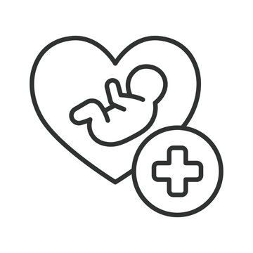 Pregnancy health care and prenatal support icon in line design