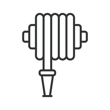 Garden hose and watering icon in line design. Garden, hose, watering, equipment, tool, reel, irrigation on white background vector. Garden hose and watering editable stroke icon