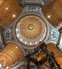 Rome, Italy - March 30, 2026 - Dome and baldachin of the main altar inside Saint Peters Basilica Rome © imagoDens