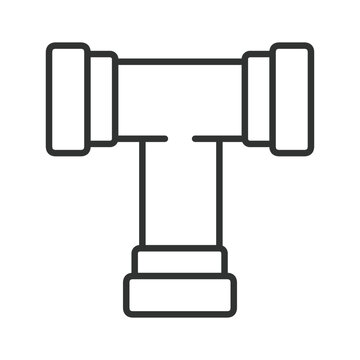 Pipe fitting connection, icon in line design. Plumbing, industry, construction, water, gas, engineering, system on white background vector. Pipe fitting connection editable stroke icon.