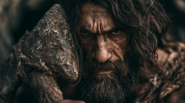 caveman with his stone axe