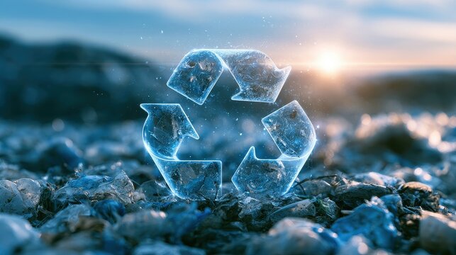 Circularity resource loop system turning waste into value and addressing supply chain complexity concept pros and cons selective focus zero waste theme surreal blend mode recycling center backdrop. 