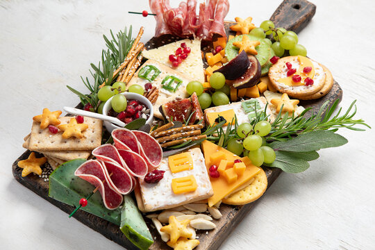 Delicious Christmas Charcuterie board with snacks.