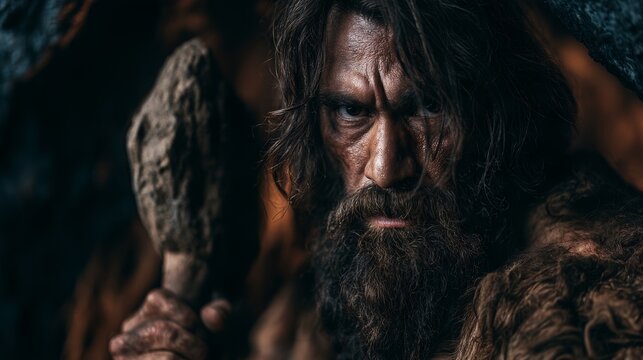 caveman with his stone axe