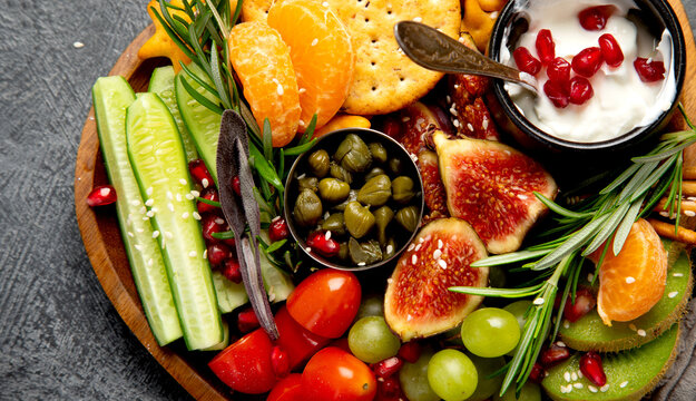 Variety of Christmas healthy snacks.