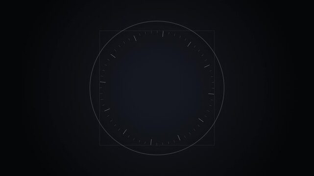 Minimalist Circular Watch Dial Interface Animation with Glowing Ticks on a Dark Background Loop