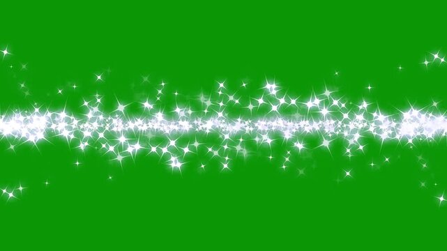 4K Enchanting sparkle golden stardust trail, white glowing fairy sparkle line burst, twinkle stars line and twinkle sparkle stars animation, luminous fairy star blink, on green screen. 4k for video
