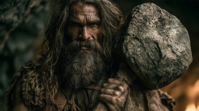 caveman with his stone axe