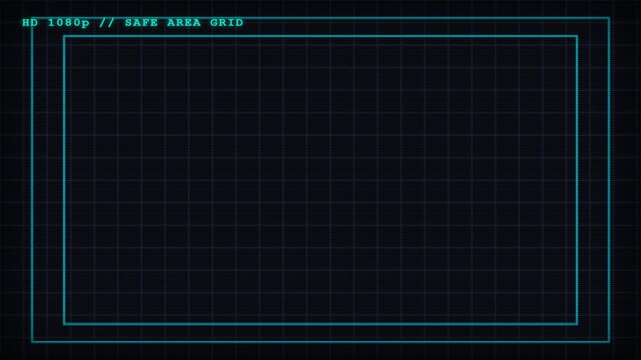 Cyan safe area grid template overlay on dark digital background