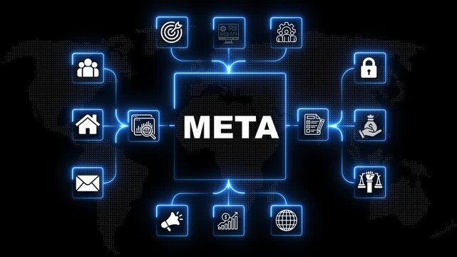 Enterprise Business Software and Digital Transformation Concept with Meta Technology