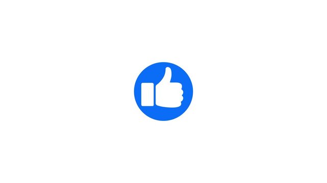 Animated Thumbs Up Like Badge Icon Motion Graphic Loop, thumbs up icon, like icon, facebook like, social media icon, thumbs up animation, on Clean White Background 4K Video.