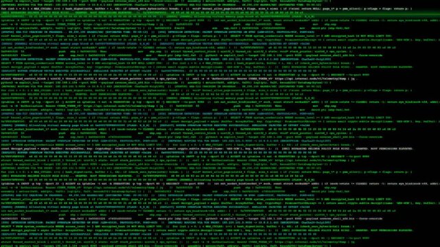 Green Hacker Source Code Scrolling Terminal Exploit Script Background Animation.