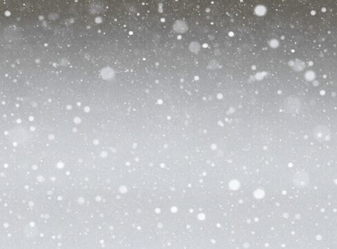 Falling snow and glowing bokeh lights overlay texture, creating an abstract winter snowfall background with soft blurred snowflakes for holiday, Christmas and seasonal design.