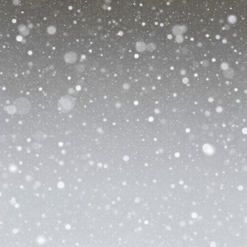 Falling snow and glowing bokeh lights overlay texture, creating an abstract winter snowfall background with soft blurred snowflakes for holiday, Christmas and seasonal design.