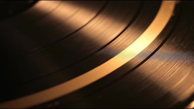 Vinyl groove texture, abstract microscopic concentric ridges covering a black surface, cream white and wine red palette, vinyl polymer material, warm