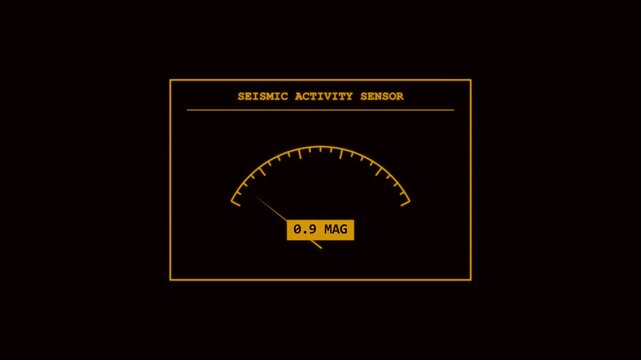 Seismic activity sensor gauge monitoring earthquake magnitude