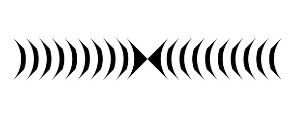 Abstract sound wave pattern with mirrored crescent shapes for audio visual display design. © Mrtechzone bangla