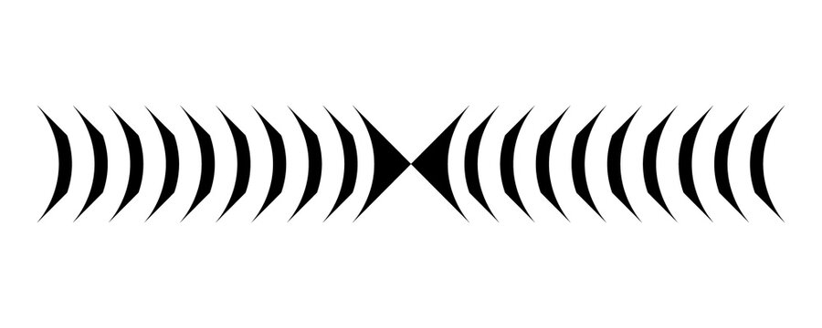 Abstract sound wave pattern with mirrored crescent shapes for audio visual display design.
