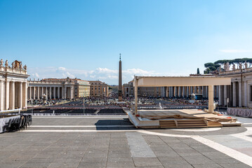 Papal Altar and Seating Setup for Mass in Saint Peter Square in Rome © imagoDens