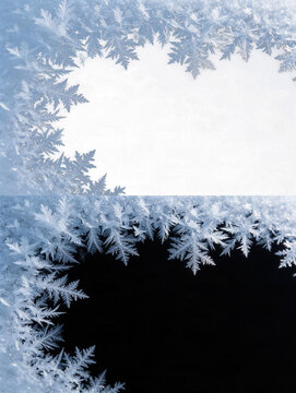 Natural frosted window ice crystal corner overlay