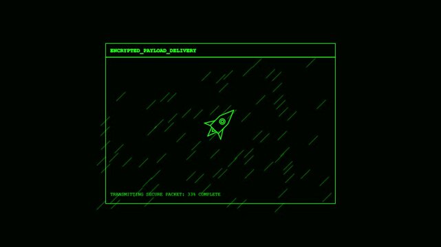 Digital green interface with cyber attack simulation video