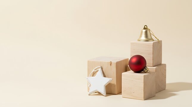 ベルと星のミニマルなクリスマスオーナメント