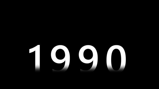 Digital year counter animation: 1950 to 2007 years rapidly scrolling timeline display for historical or chronological motion graphic animation