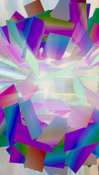 Colorful floating abstract rectangles in 3d digital illustration