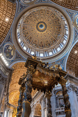 Rome, Italy - March 30, 2026 - Dome and baldachin of the main altar inside Saint Peters Basilica Rome © imagoDens