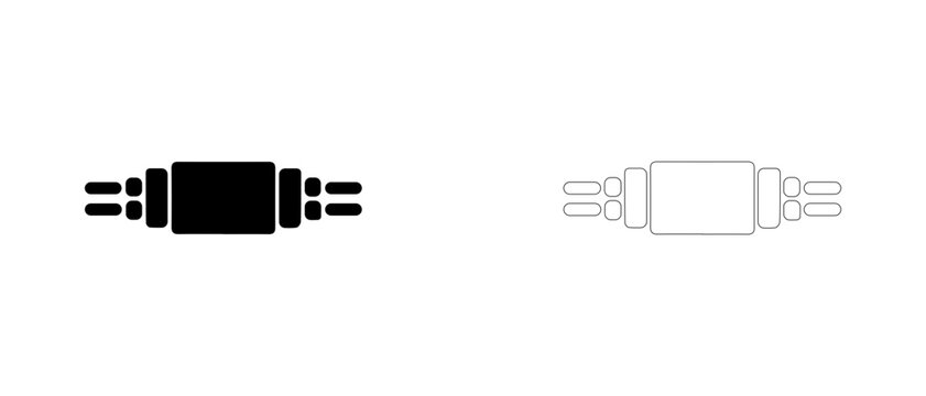 High voltage cable joint sleeve vector icon filled and outline, inline cable splice connector symbol.