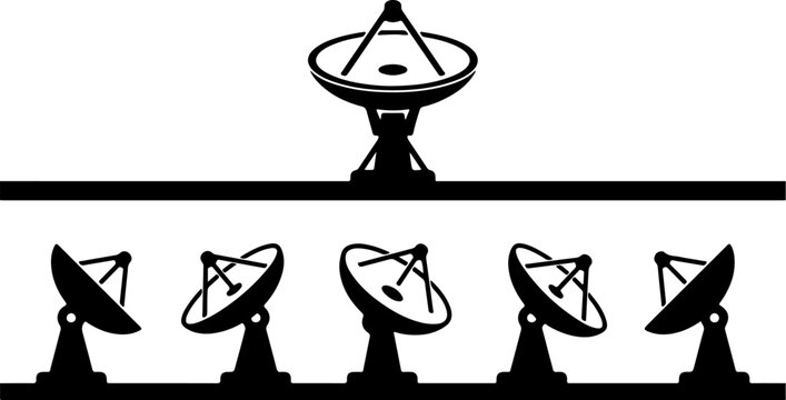 satellite dish antenna silhouette collection with communication receiver